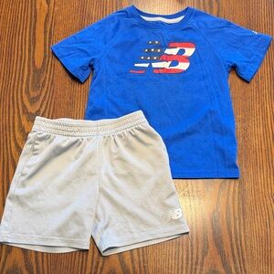 New Balance Royal Blue Tee and Light Gray Shorts Set